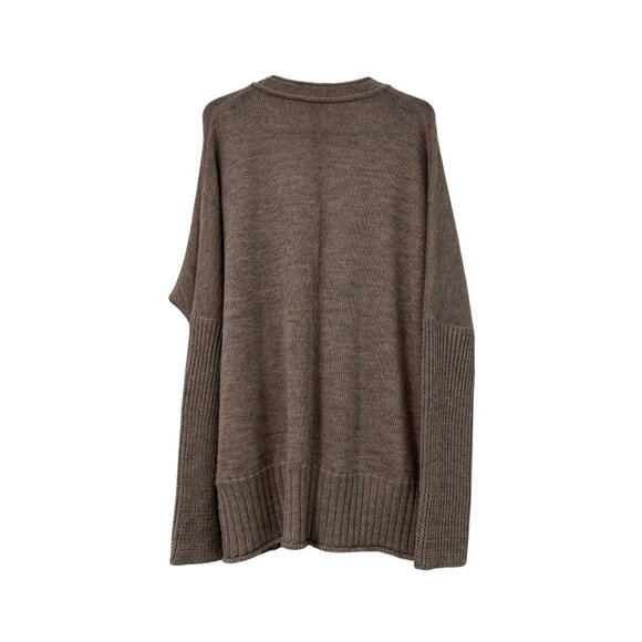 Wrap London Marled Brown 100% Alpaca Rib Trim Cardigan Sweater Womens Medium - Picture 6 of 8